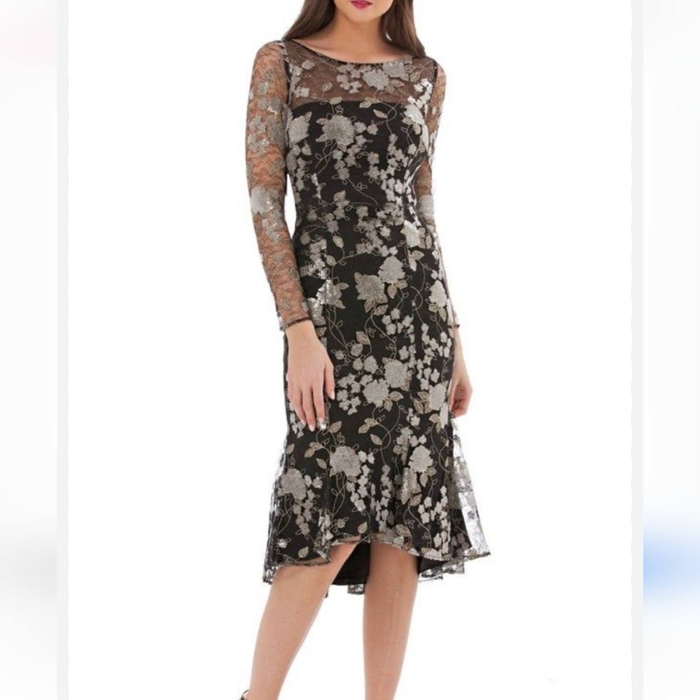 Carmen Marc Valvo Floral Lace Dress